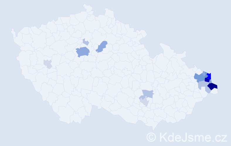 Příjmení: 'Malysz', počet výskytů 77 v celé ČR