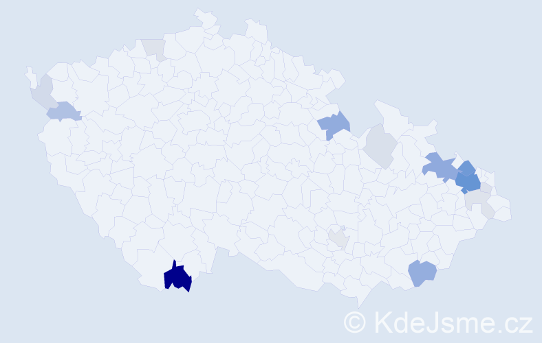 Příjmení: 'Chmurová', počet výskytů 51 v celé ČR