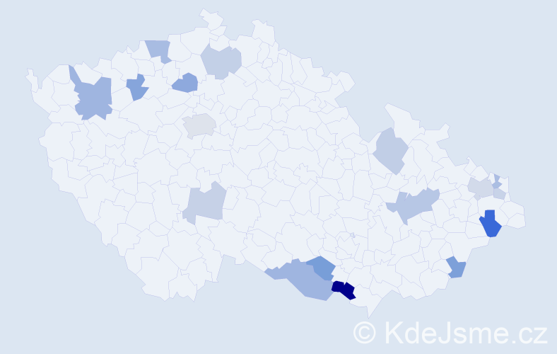 Příjmení: 'Bujnová', počet výskytů 28 v celé ČR