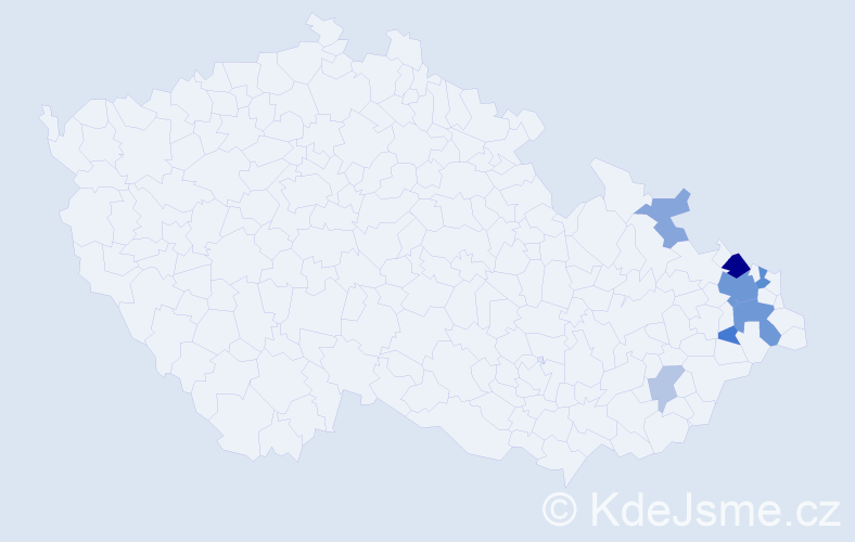 Příjmení: 'Kyčerka', počet výskytů 19 v celé ČR