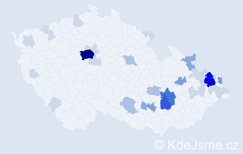 Příjmení: 'Závadská', počet výskytů 98 v celé ČR
