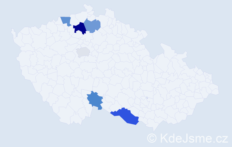 Příjmení: 'Ciganiková', počet výskytů 18 v celé ČR