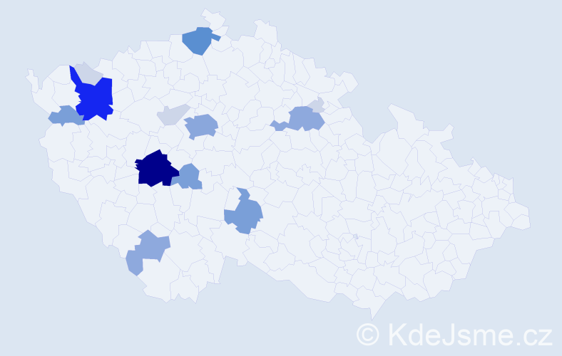 Příjmení: 'Kokšteinová', počet výskytů 52 v celé ČR