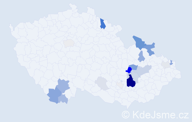 Příjmení: 'Mačkalová', počet výskytů 62 v celé ČR