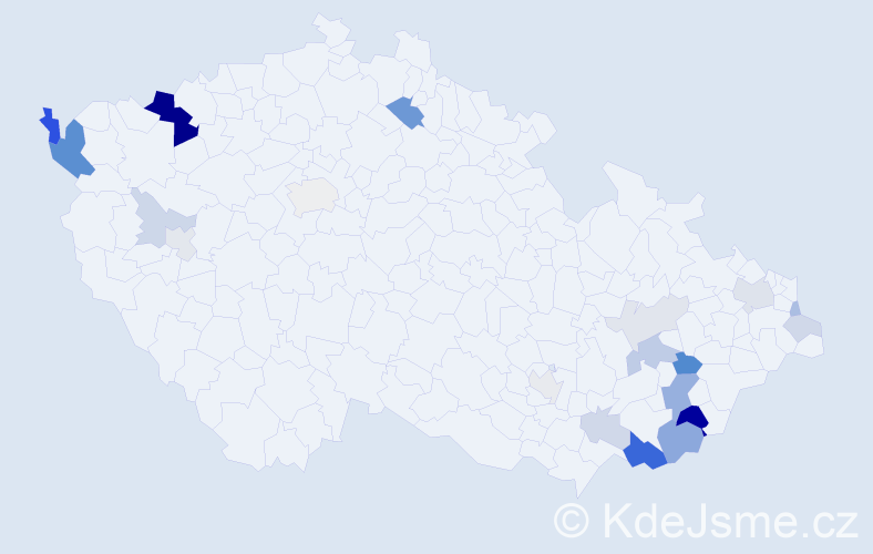 Příjmení: 'Sahajová', počet výskytů 56 v celé ČR