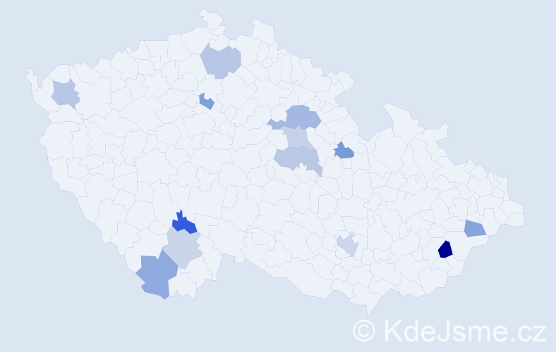 Příjmení: 'Grigerová', počet výskytů 16 v celé ČR