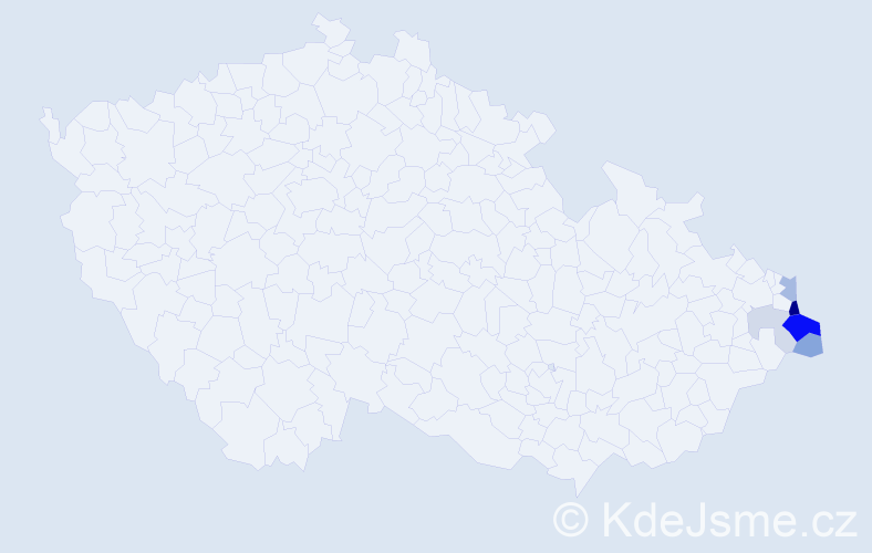 Příjmení: 'Kaszturová', počet výskytů 17 v celé ČR