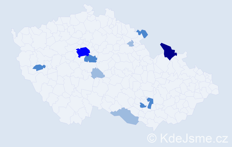 Příjmení: 'Korityáková', počet výskytů 18 v celé ČR