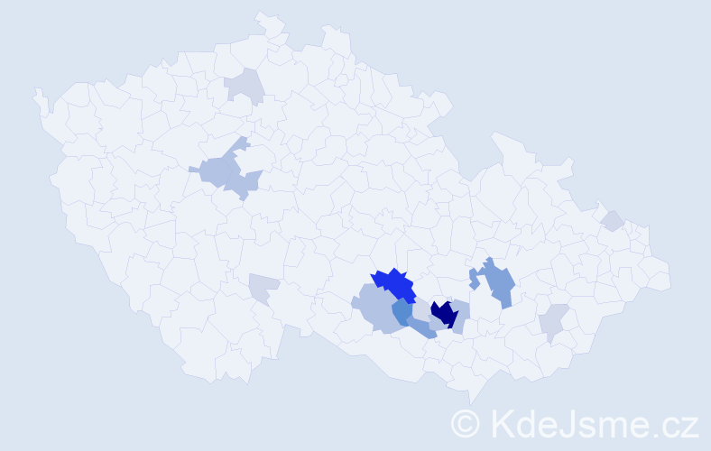 Příjmení: 'Nevrtalová', počet výskytů 55 v celé ČR