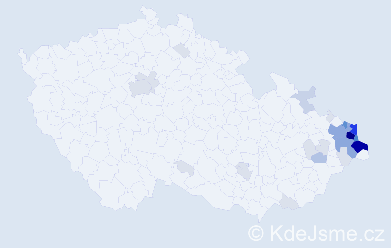 Příjmení: 'Miczková', počet výskytů 114 v celé ČR