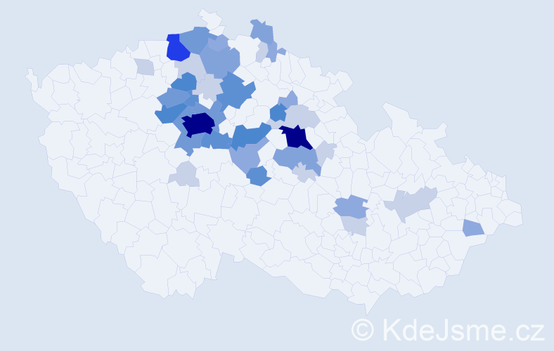 Příjmení: 'Měkota', počet výskytů 123 v celé ČR