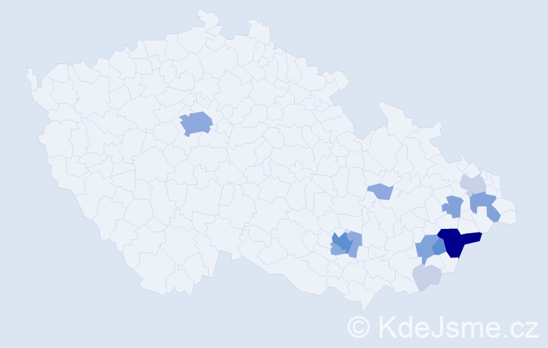 Příjmení: 'Čapák', počet výskytů 39 v celé ČR