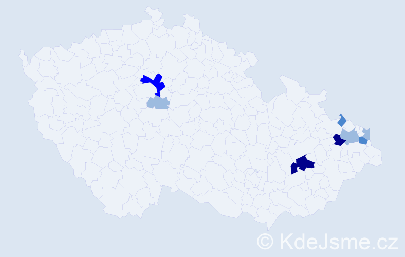 Příjmení: 'Kasprzyk', počet výskytů 18 v celé ČR