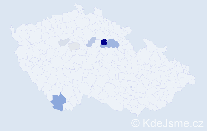 Příjmení: 'Bousová', počet výskytů 16 v celé ČR