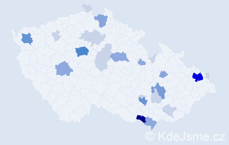 Příjmení: 'Ružička', počet výskytů 72 v celé ČR