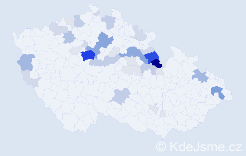 Příjmení: 'Pácha', počet výskytů 169 v celé ČR