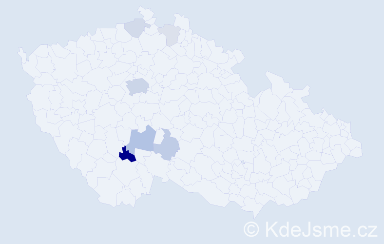 Příjmení: 'Dobal', počet výskytů 19 v celé ČR