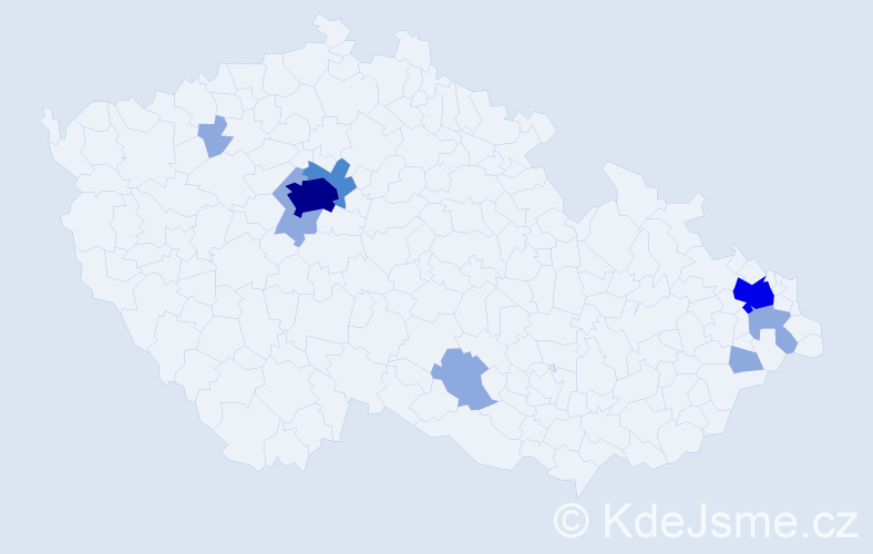 Příjmení: 'Koščo', počet výskytů 19 v celé ČR