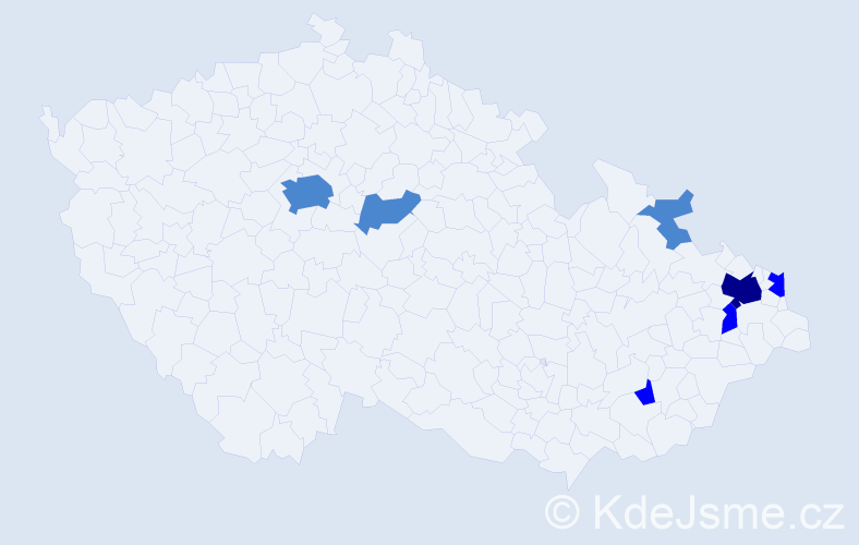 Příjmení: 'Maniak', počet výskytů 12 v celé ČR