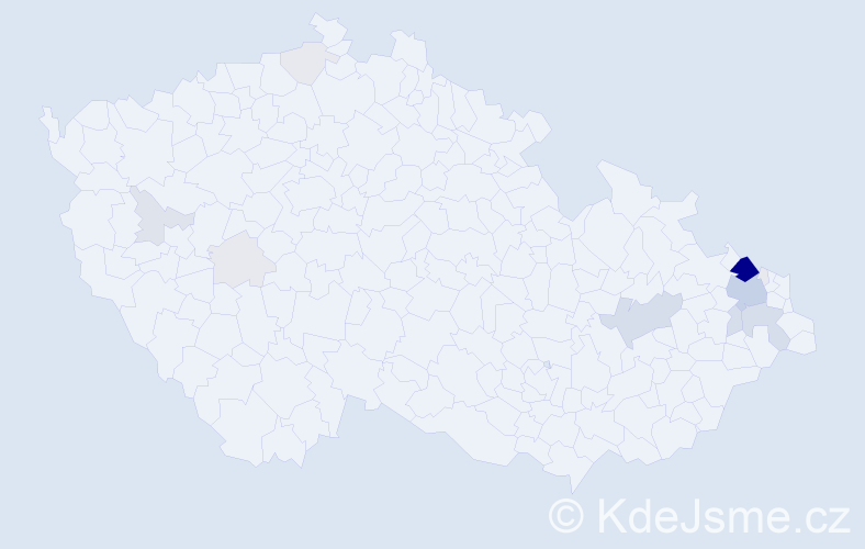 Příjmení: 'Cigánová', počet výskytů 77 v celé ČR
