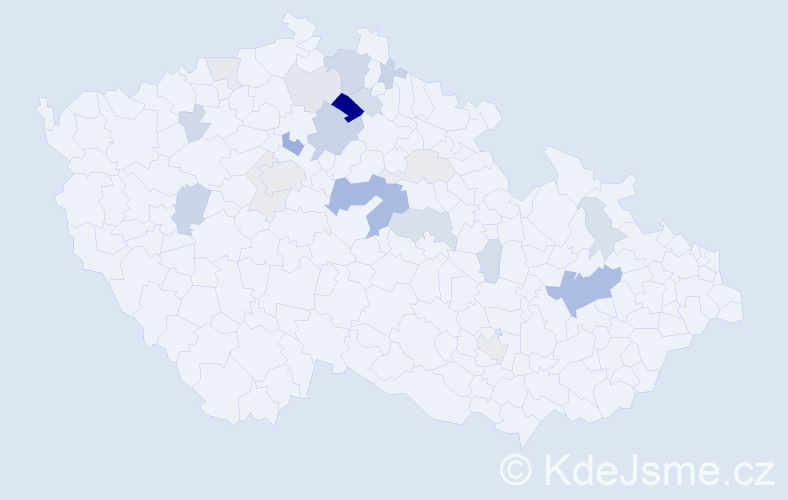 Příjmení: 'Kalva', počet výskytů 61 v celé ČR