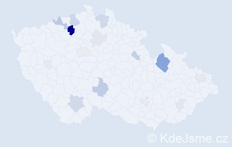 Příjmení: 'Kimmer', počet výskytů 45 v celé ČR