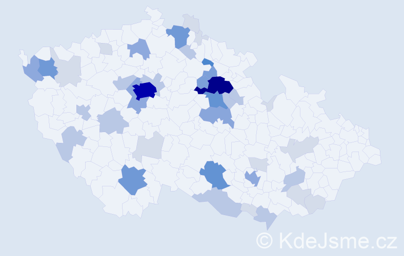 Příjmení: 'Dundová', počet výskytů 135 v celé ČR