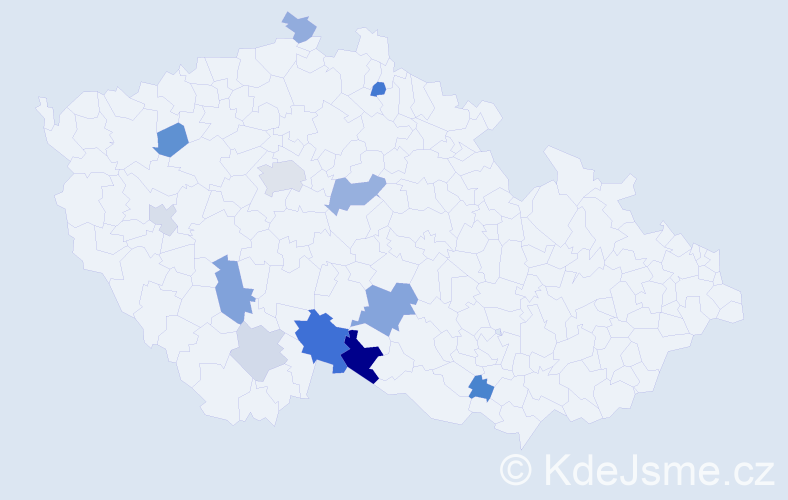 Příjmení: 'Čudlý', počet výskytů 24 v celé ČR