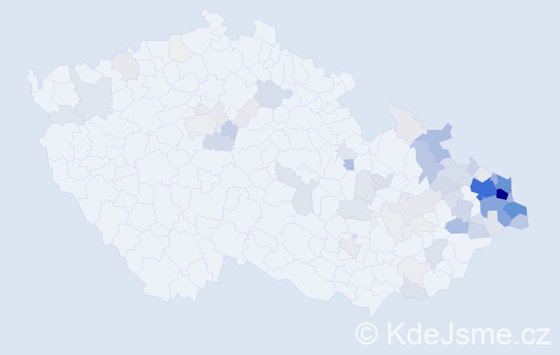 Příjmení: 'Bystroňová', počet výskytů 437 v celé ČR