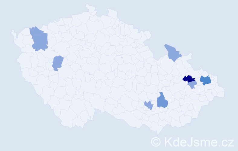 Příjmení: 'Putko', počet výskytů 17 v celé ČR