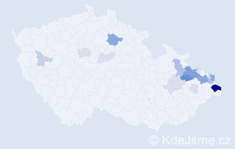 Příjmení: 'Miech', počet výskytů 67 v celé ČR