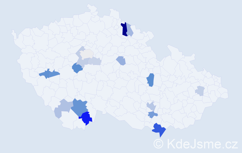 Příjmení: 'Raddová', počet výskytů 50 v celé ČR