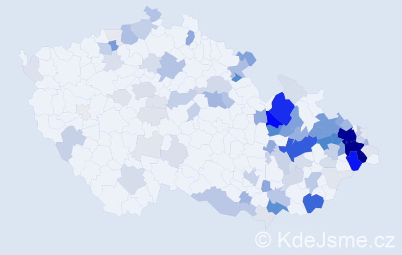 Příjmení: 'Matěj', počet výskytů 406 v celé ČR