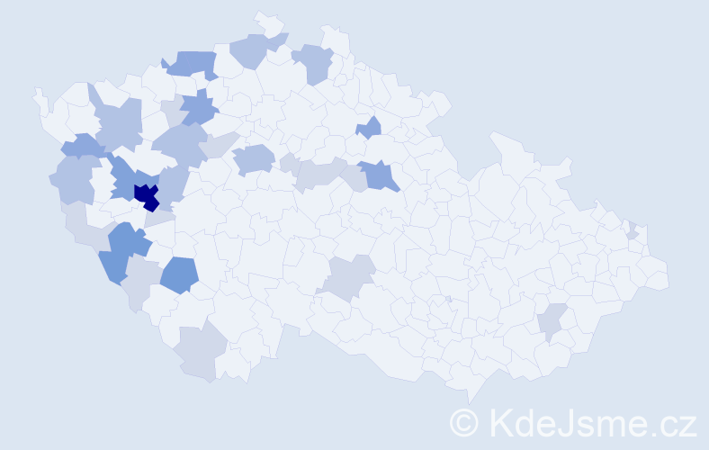 Příjmení: 'Kepl', počet výskytů 76 v celé ČR