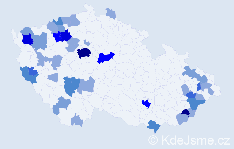 Příjmení: 'Bothová', počet výskytů 100 v celé ČR