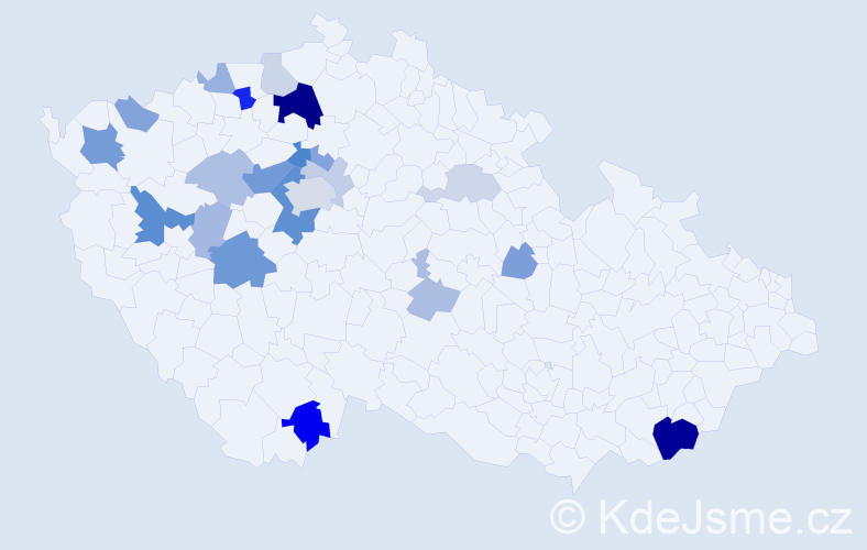 Příjmení: 'Knechtl', počet výskytů 54 v celé ČR