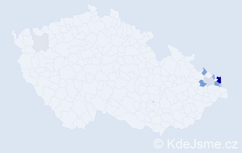 Příjmení: 'Szweda', počet výskytů 46 v celé ČR
