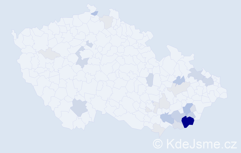 Příjmení: 'Slinták', počet výskytů 105 v celé ČR