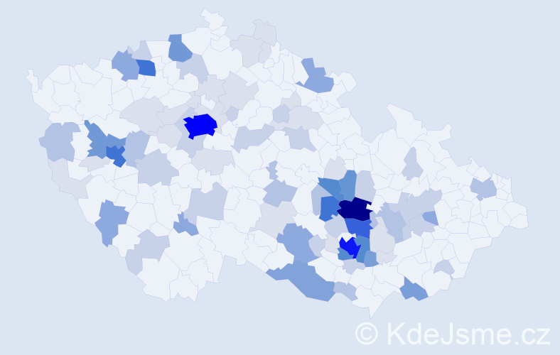 Příjmení: 'Kuda', počet výskytů 283 v celé ČR