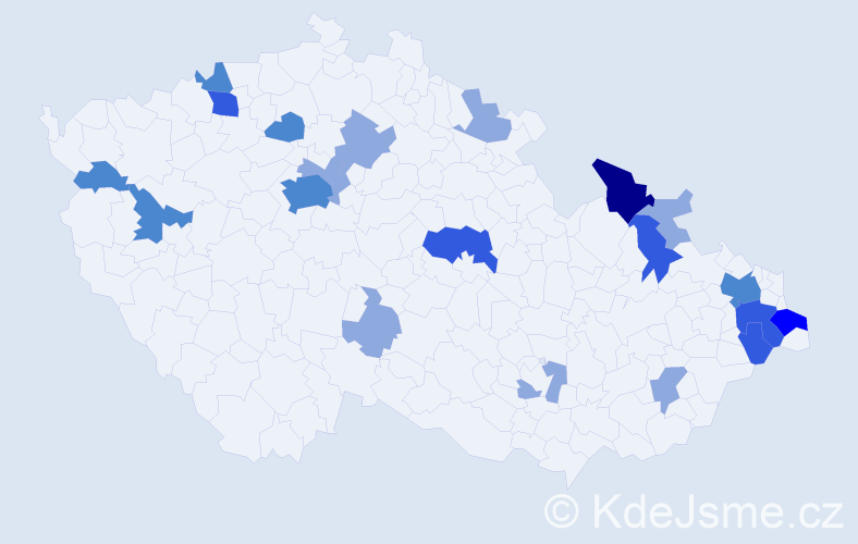 Příjmení: 'Babjáková', počet výskytů 43 v celé ČR