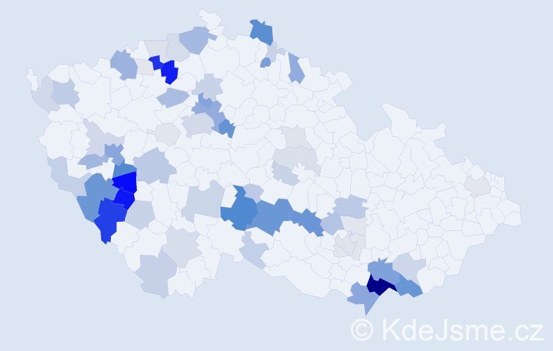 Příjmení: 'Běloch', počet výskytů 284 v celé ČR