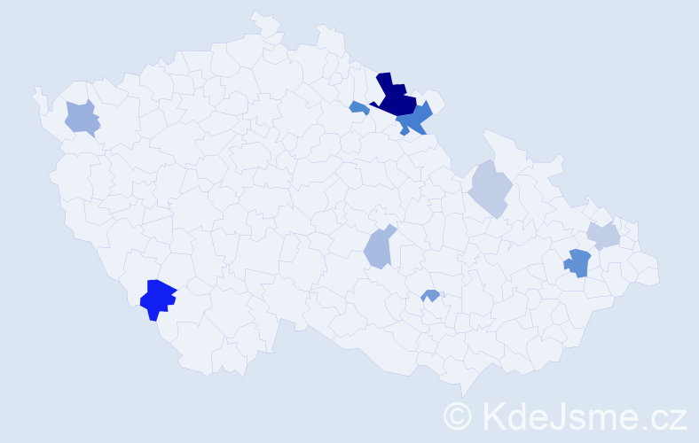 Příjmení: 'Romančáková', počet výskytů 29 v celé ČR