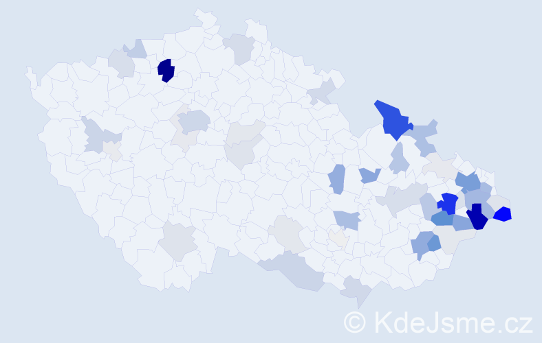 Příjmení: 'Závada', počet výskytů 201 v celé ČR