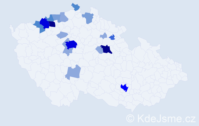 Příjmení: 'Klimpl', počet výskytů 54 v celé ČR