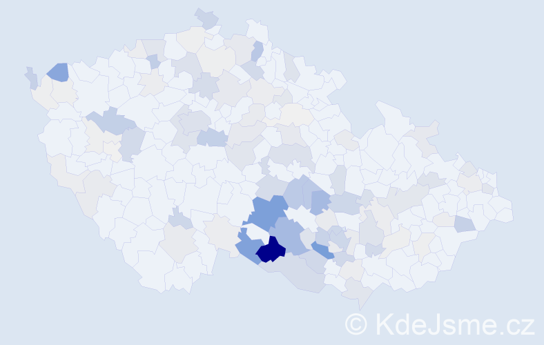 Příjmení: 'Kabelka', počet výskytů 456 v celé ČR