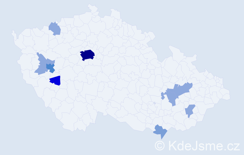 Příjmení: 'Vohrna', počet výskytů 24 v celé ČR
