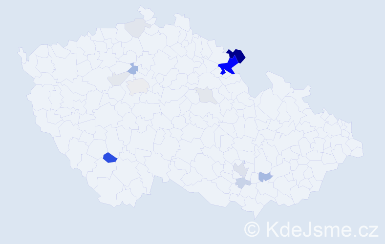 Příjmení: 'Klicnarová', počet výskytů 44 v celé ČR