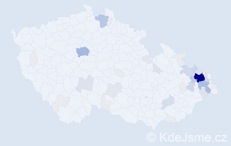 Příjmení: 'Bestová', počet výskytů 172 v celé ČR
