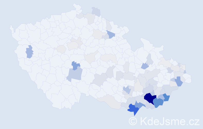 Příjmení: 'Pochylá', počet výskytů 348 v celé ČR