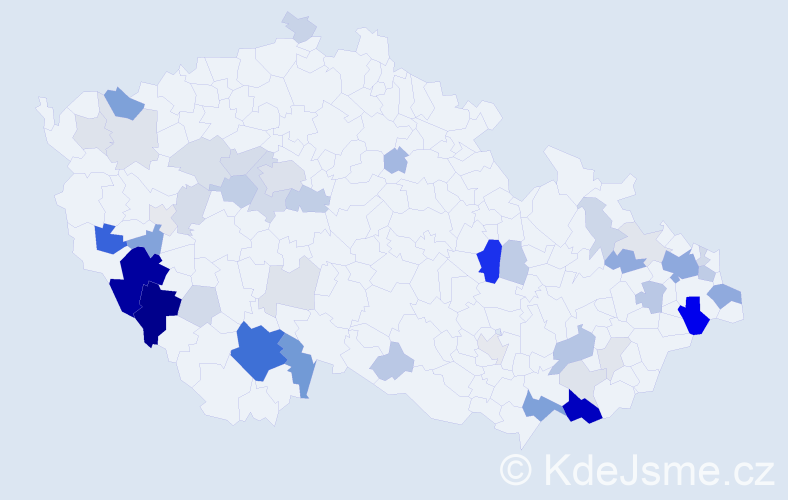 Příjmení: 'Pytel', počet výskytů 158 v celé ČR